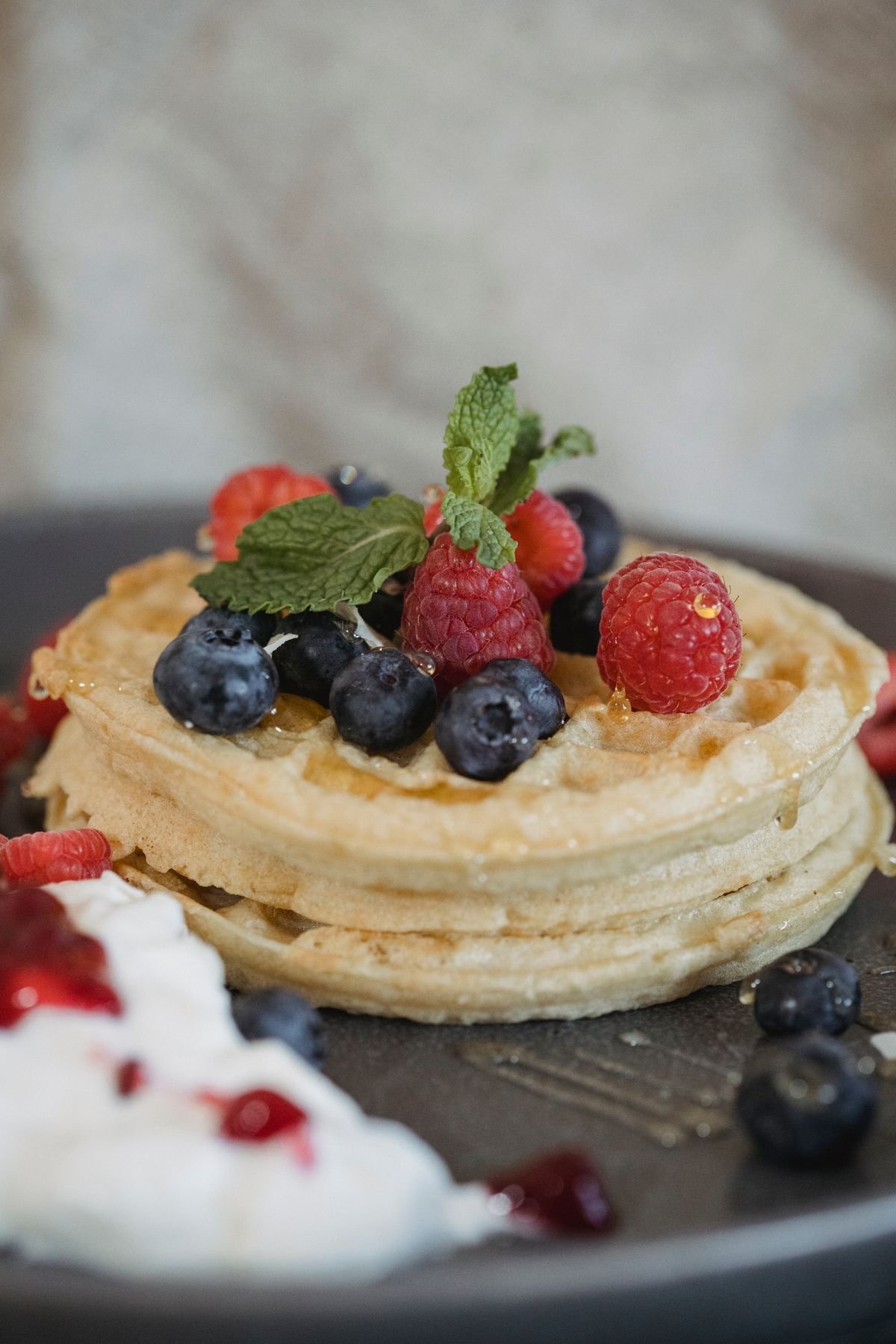 Waffle stack with berries